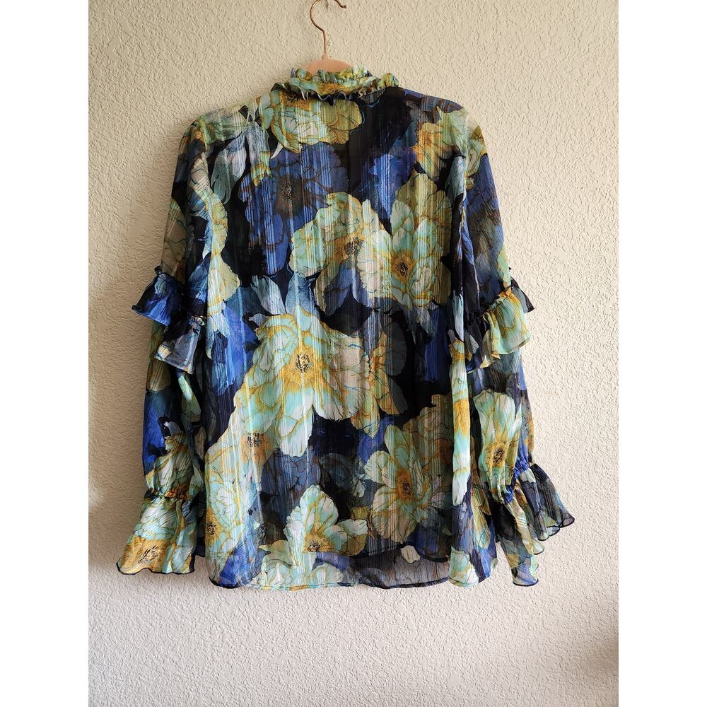 Susan Graver Women's Liquid Knit Flowy Floral Tunic L - Picture 2 of 8